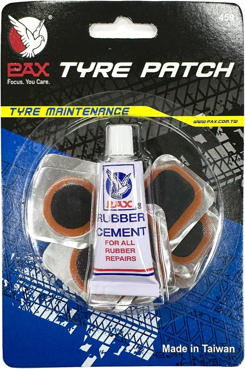 Pax 14Pcs Punctured Tube Tire Repair Patch Kit, Contains 6Pcs 24x35mmØ/ 4Pcs 25mmØ/ 2Pcs 32mmØ Tube Patches, Puncture Tire Repair Kit for Motorcycle, Scooter, Bicycle, Inflatable Rubber - Image 1